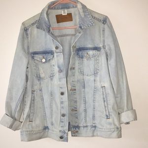 H&M Light Wash Distressed Jean Jacket